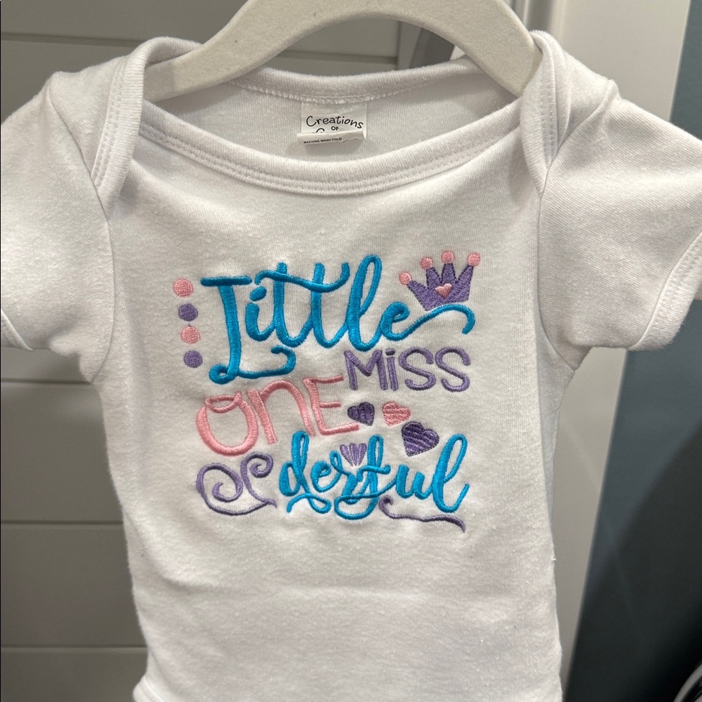 White and Blue 'Little Miss One-derful' Bodysuit